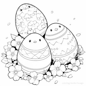 ひよこの顔が描かれたイースターエッグの塗り絵。  | ハバゴ