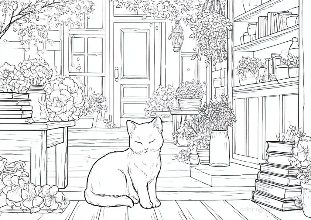 お気に入りの場所で眠くなった猫の塗り絵です。| ハバゴ
