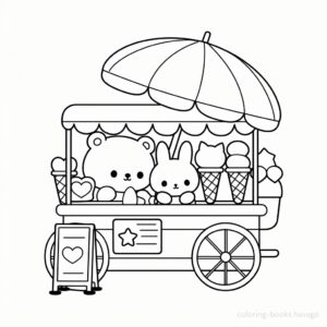 The Rabbit and Bear Ice Cream Shop Coloring Book. | havago