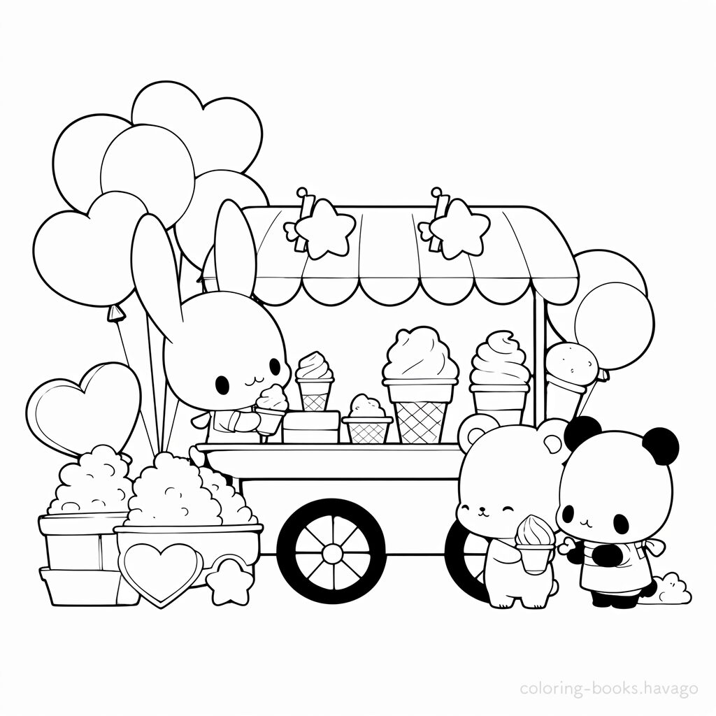 The Rabbit's Ice Cream Shop Coloring Book. | havago
