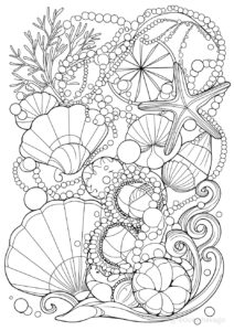 海の中の宝石の塗り絵です。 | ハバゴ