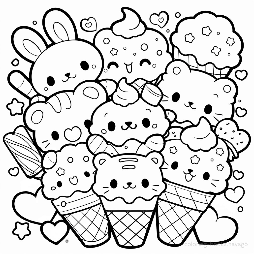 どうぶつアイスパラダイスの塗り絵 | ハバゴ