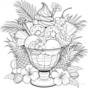 Fruit-Filled Parfait Coloring Page. | havago