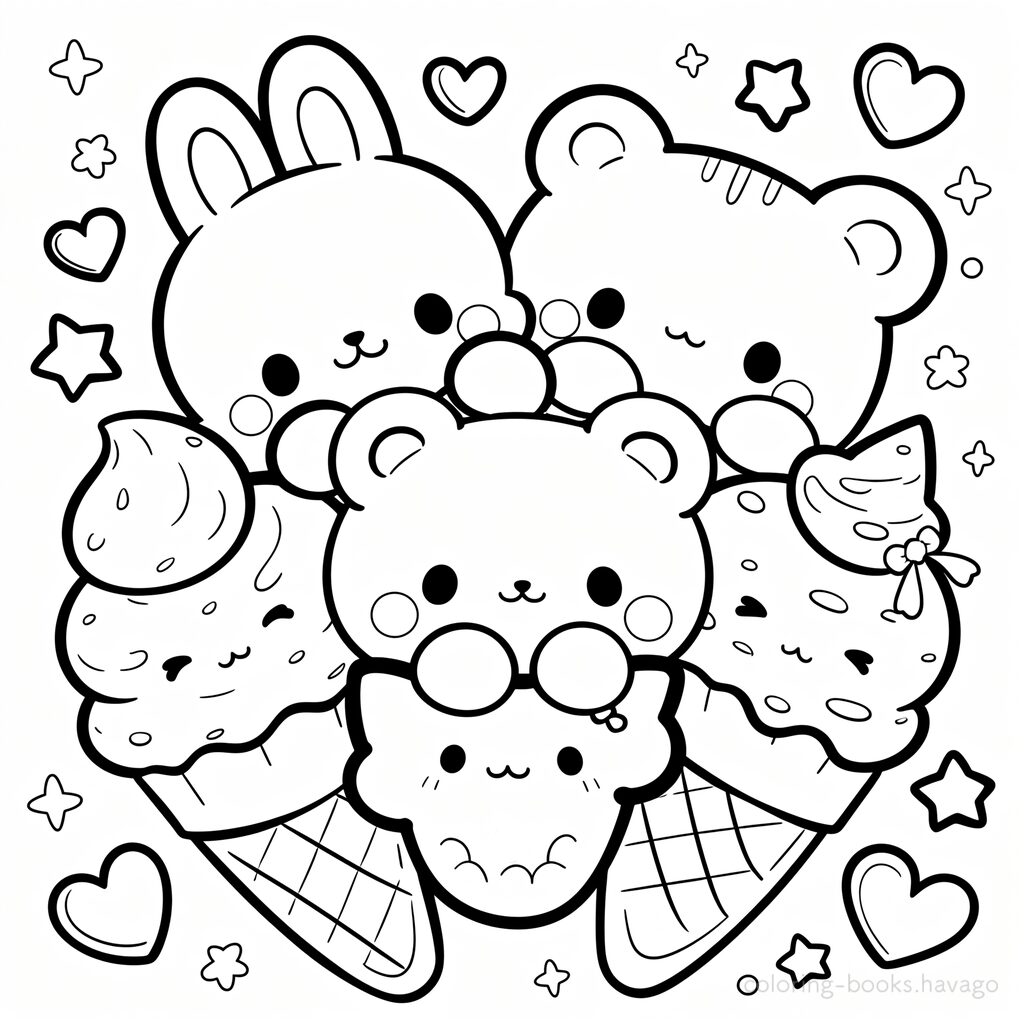かわいいくまさんアイスの塗り絵 | ハバゴ