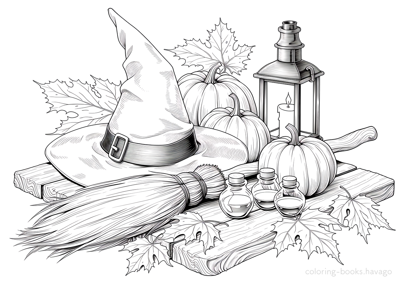 Witch's Items Coloring Book. | havago